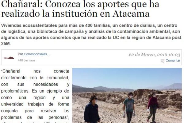 UC supports chañaral reconstruction: Learn about the contributions the institution has made in Atacama