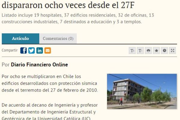 Edificios con protección sísmica en Chile se dispararon ocho veces desde el 27F