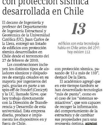 Sube número de edificios con protección sísmica desarrollada en Chile