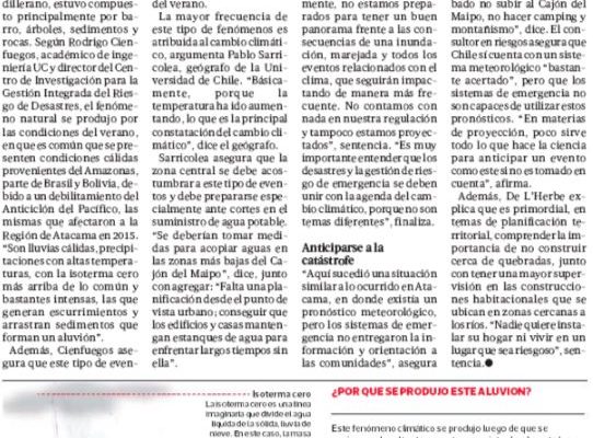 Expertos advierten que los aluviones seguirán y sugieren mejorar planificación urbana