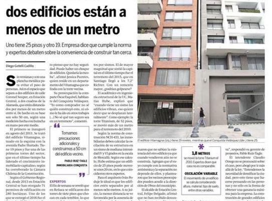 Estación Central: dos edificios están a menos de un metro