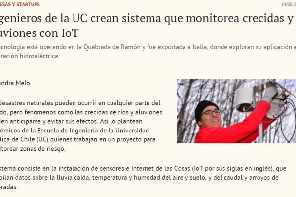 Ingenieros de la UC crean sistema que monitorea crecidas y aluviones con IoT