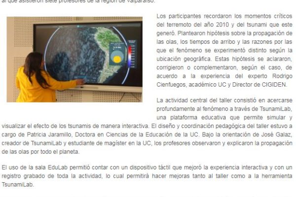 Taller sobre tsunamis se realizó en EduLab