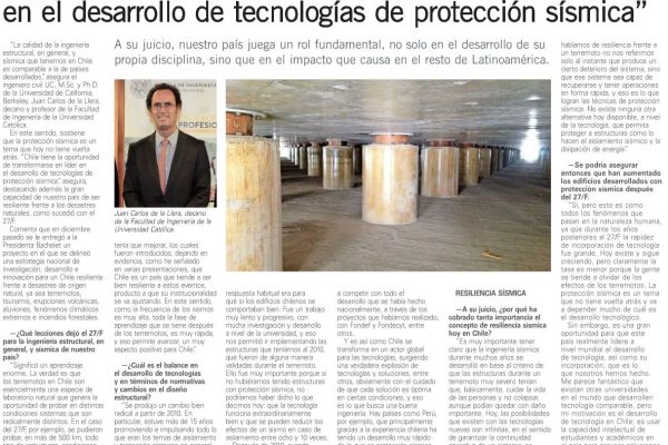 “Chile tiene la oportunidad de transformarse en líder en el desarrollo de tecnologías de protección sísimica”