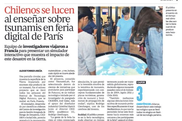 Equipo de Investigadores CIGIDEN muestran simulador interactivo de desastres, en feria digital de Francia