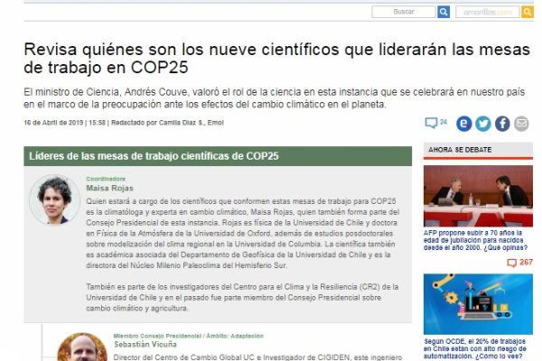 Revisa quiénes son los nueve científicos que liderarán las mesas de trabajo en COP25