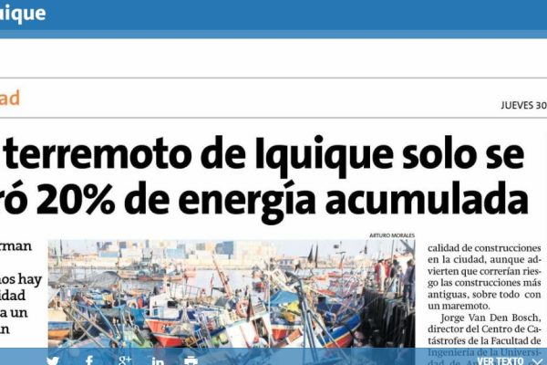 La Estrella de Iquique: sólo se liberó 20 % de la energía tras terremoto