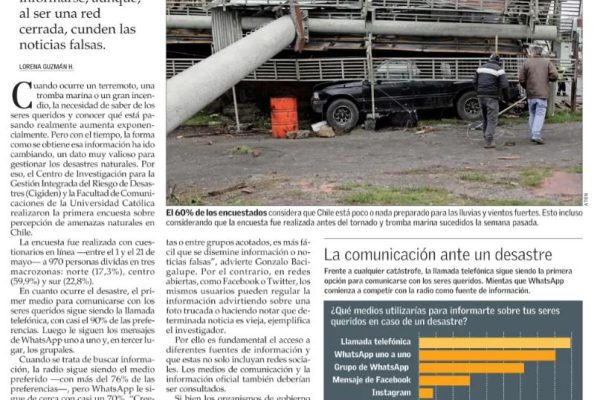 El Mercurio: Encuesta de percepción CIGIDEN