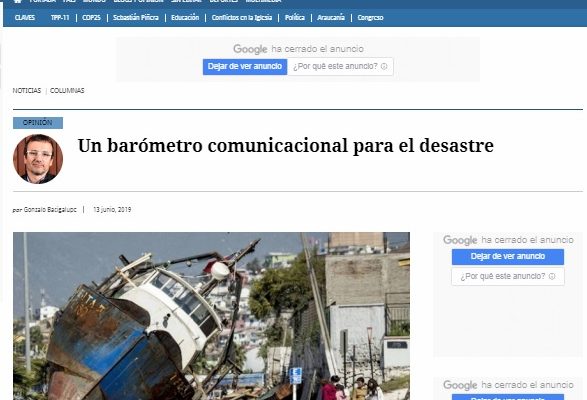 El Mostrador: Columna- Un barómetro comunicacional para el desastre