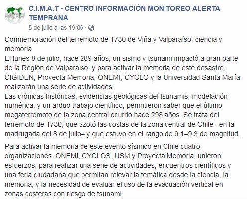 CIMAT Noticias: Conmemoración del terremoto de 1730 de Viña y Valparaíso: ciencia y memoria