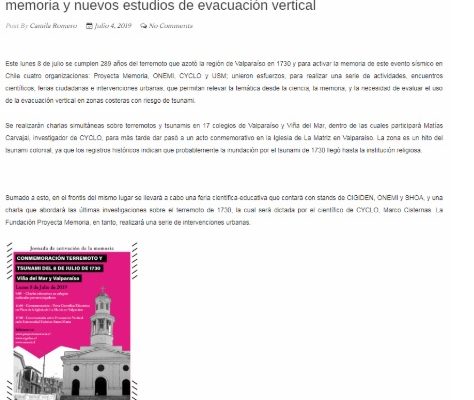 Noticias CYCLO: Conmemoración terremoto 1730