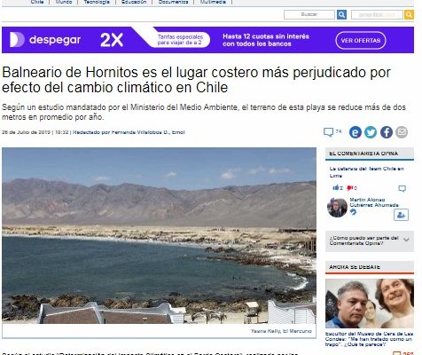 EMOL: Balneario de Hornitos es el lugar costero más perjudicado por efecto del cambio climático en Chile