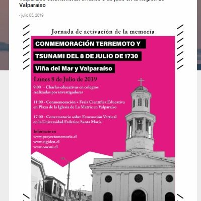 Grafelberg Noticias: Los 289 años del terremoto y Tsunami de Viña del Mar y Valparaíso conmemoran el lunes 8 de julio en la Región