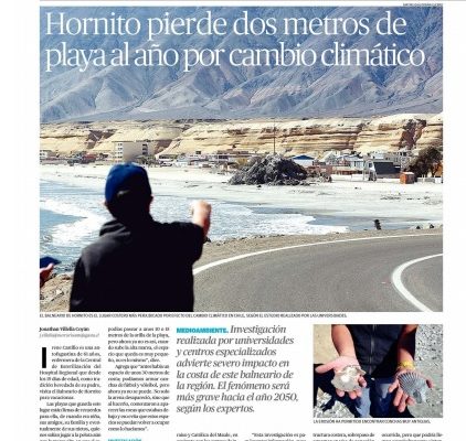 Mercurio Antofagasta: Hornitos pierde dos metros de playa al año por cambio climático