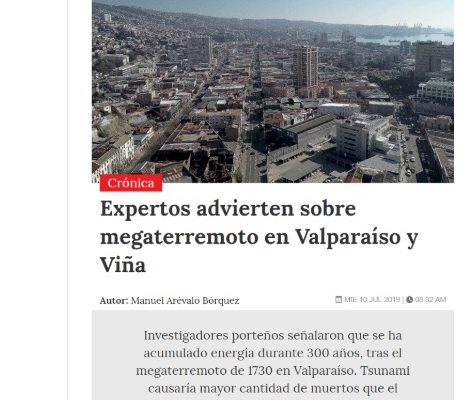 Diario La Cuarta: Expertos advierten sobre megaterremoto en Valparaíso y Viña