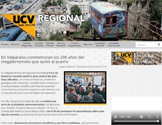 UCV Noticias: En Valparaíso conmemoran los 298 años del megaterremoto que azotó al puerto