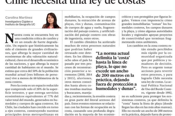 La Segunda: Chile necesita una ley de costas