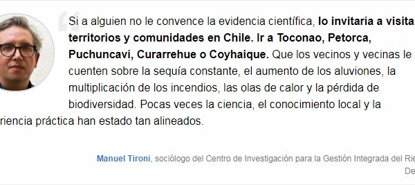 Emol: A cuatro meses de la COP25, Argumentos para rebatir a los escépticos del cambio climático