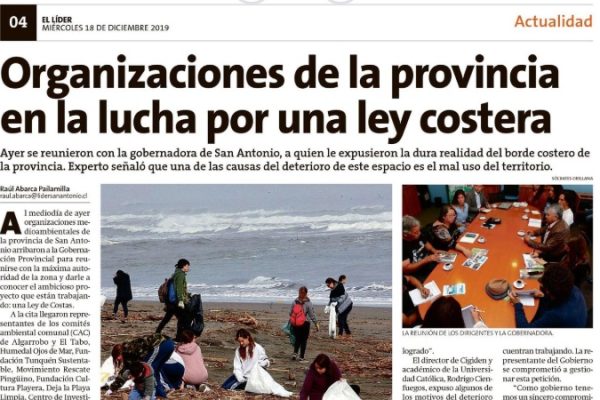 El líder de San Antonio: Organizaciones de la provincia en la lucha por una ley de costa