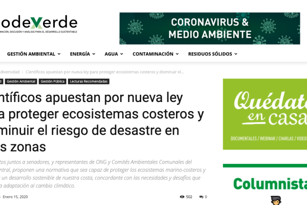 Codex Verde: Científicos apuestan por nueva ley para proteger ecosistemas costeros y disminuir el riesgo de desastre en esas zonas