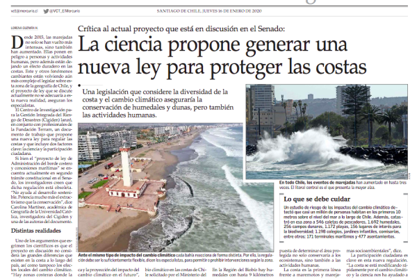 El Mercurio: La ciencia propone generar una nueva ley para proteger las costas