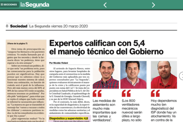 La Segunda: Expertos califican con 5,4 el manejo técnico del Gobierno
