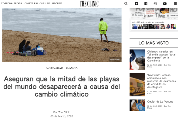The Clinic: Aseguran que la mitad de las playas del mundo desaparecerá a causa del cambio climático