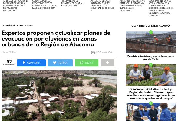Página V: Expertos proponen actualizar planes de evacuación por aluviones en zonas urbanas de la Región de Atacama