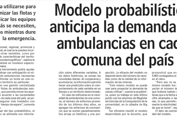 LUN: Modelo probabilístico anticipa la demanda de ambulancias en cada comuna del país
