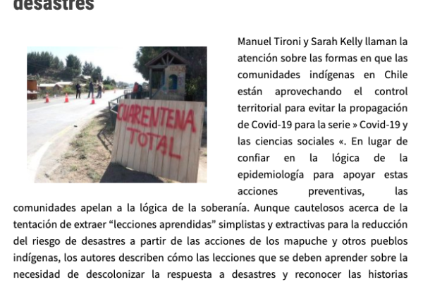Mapuexpress.org- Cuidado y soberanía: control territorial y descolonización de la reducción del riesgo de desastres