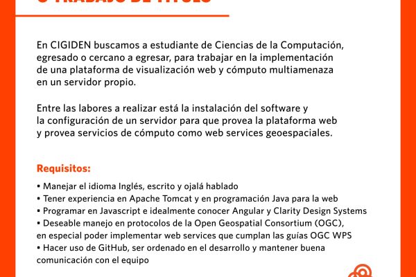 Llamado para práctica profesional o trabajo de título en CIGIDEN
