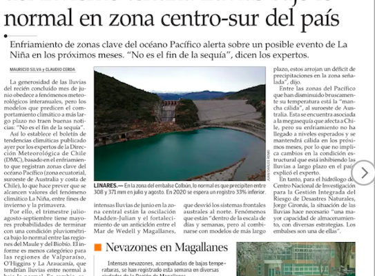 El Mercurio: Pese al agua caída en junio, el resto del invierno tendría lluvias bajo lo normal en zona centro-sur del país.