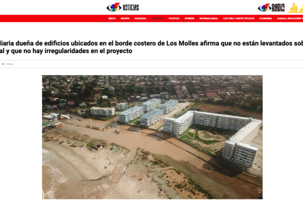 g5noticias.cl:Inmobiliaria dueña de edificios ubicados en el borde costero de Los Molles afirma que no están levantados sobre un humedal y que no hay irregularidades en el proyecto