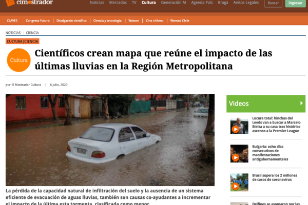 El Mostrador: Científicos crean mapa que reúne el impacto de las últimas lluvias en la Región Metropolitana