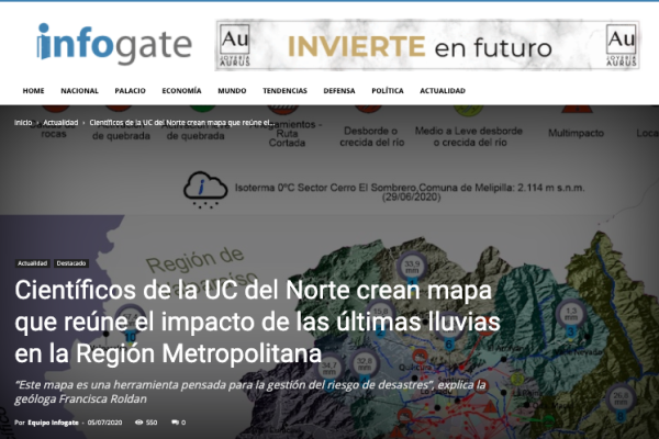 Infogate: Científicos de la UC del Norte crean mapa que reúne el impacto de las últimas lluvias en la Región Metropolitana