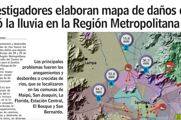 LUN: Investigadores elaboran mapa de daños que dejó la lluvia en la Región Metropolitana