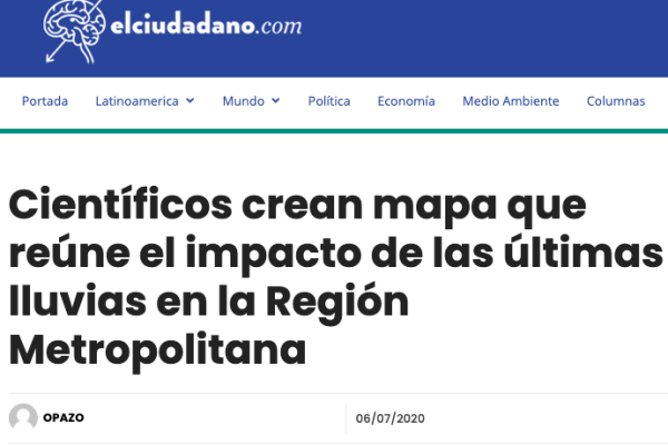 El Ciudadano: Científicos crean mapa que reúne el impacto de las últimas lluvias en la Región Metropolitana