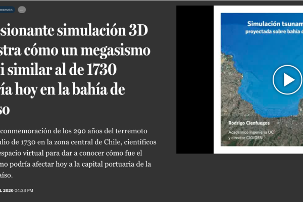 La Tercera.com: La impresionante simulación 3D que muestra cómo un megasismo y tsunami similar al de 1730 impactaría hoy en la bahía de Valparaíso