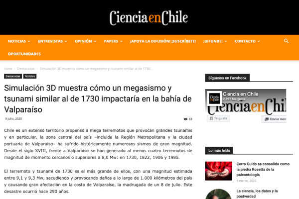 Ciencia en Chile.cl: Simulación 3D muestra cómo un megasismo y tsunami similar al de 1730 impactaría en la bahía de Valparaíso