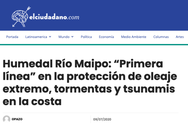 El Ciudadano.com: Humedal Río Maipo: “Primera línea” en la protección de oleaje extremo, tormentas y tsunamis en la costa