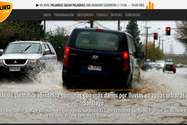 Futuro.cl: Análisis científico identifica comunas con más daños por lluvias en zonas urbanas de Santiago