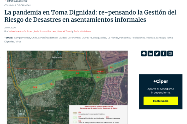 La pandemia en Toma Dignidad: re-pensando la Gestión del Riesgo de Desastres en asentamientos informales