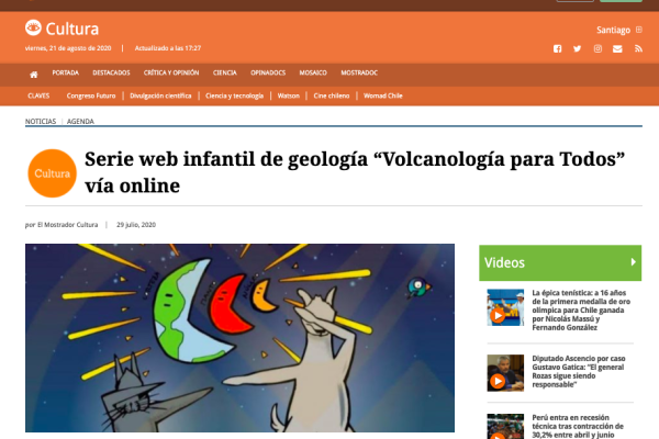 El Mostrador.cl: Serie web infantil de geología “Volcanología para Todos” vía online