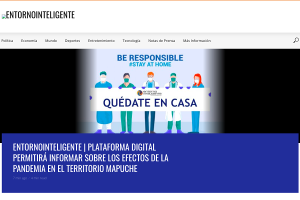 Entorno Inteligente.cl: Plataforma digital permitirá informar sobre los efectos de la pandemia en el territorio mapuche