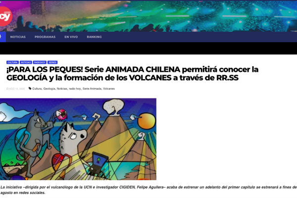 Radio Hoy.cl: ¡Para los peques! Serie animada chilena permitirá conocer la geología y la formación de los volcanes a través de RR.SS