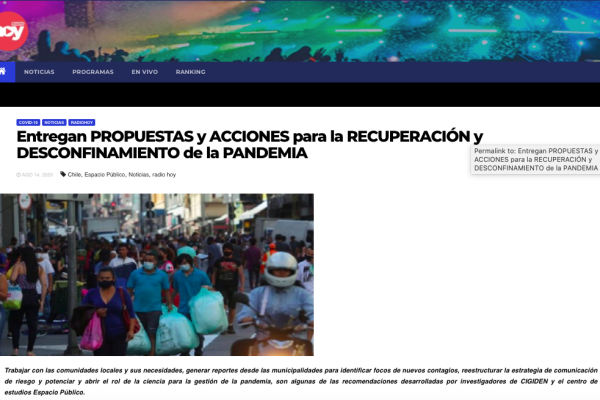 Radio Hoy.cl: Entregan propuestas y acciones para la recuperación y desconfinamiento de la pandemia
