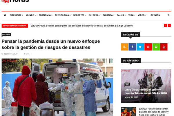 24 Horas.xyz: Pensar la pandemia desde un nuevo enfoque sobre la gestión de riesgos de desastres