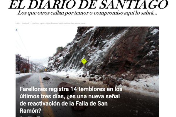 Radio Santiago.cl: Farellones registra 14 temblores en los últimos tres días, ¿es una nueva señal de reactivación de la Falla de San Ramón?