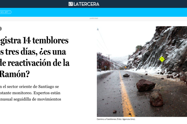 La Tercera.com: Farellones registra 14 temblores en los últimos tres días, ¿es una nueva señal de reactivación de la Falla de San Ramón?