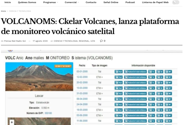 Radio Sol.cl: VOLCANOMS: Ckelar Volcanes, lanza plataforma de monitoreo volcánico satelital